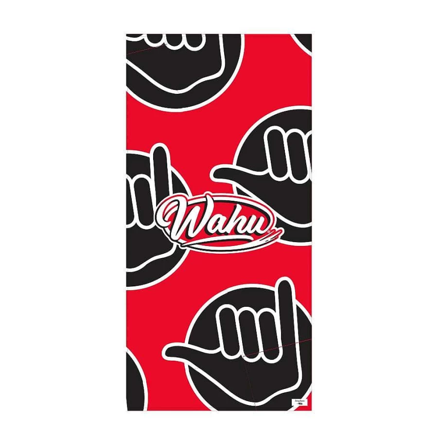 Wahu Shaka Plus Beach Towel - Summer Essential, Red, Ultra Absorbent & Quick Dry