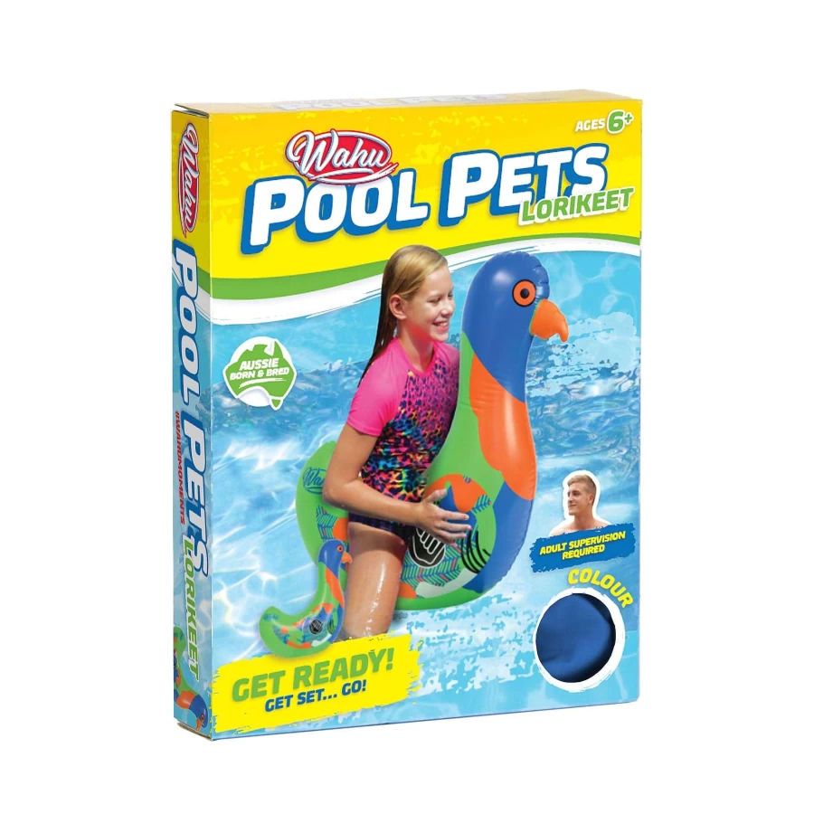 Wahu Pool Pets Rainbow Lorikeet Floating Water Toy for Kids - Colorful Bird Pool Float